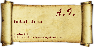 Antal Irma névjegykártya