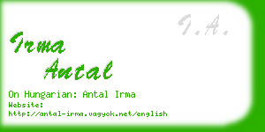 irma antal business card